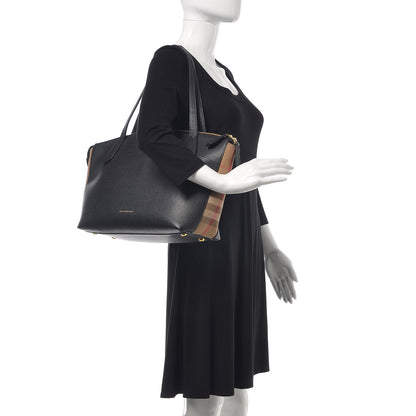Burberry Derby Calfskin House Check Medium Welburn Tote Black 2 of 13