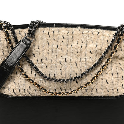 Chanel Tweed Calfskin Quilted Medium Gabrielle Hobo Ivory Black 9 of 11