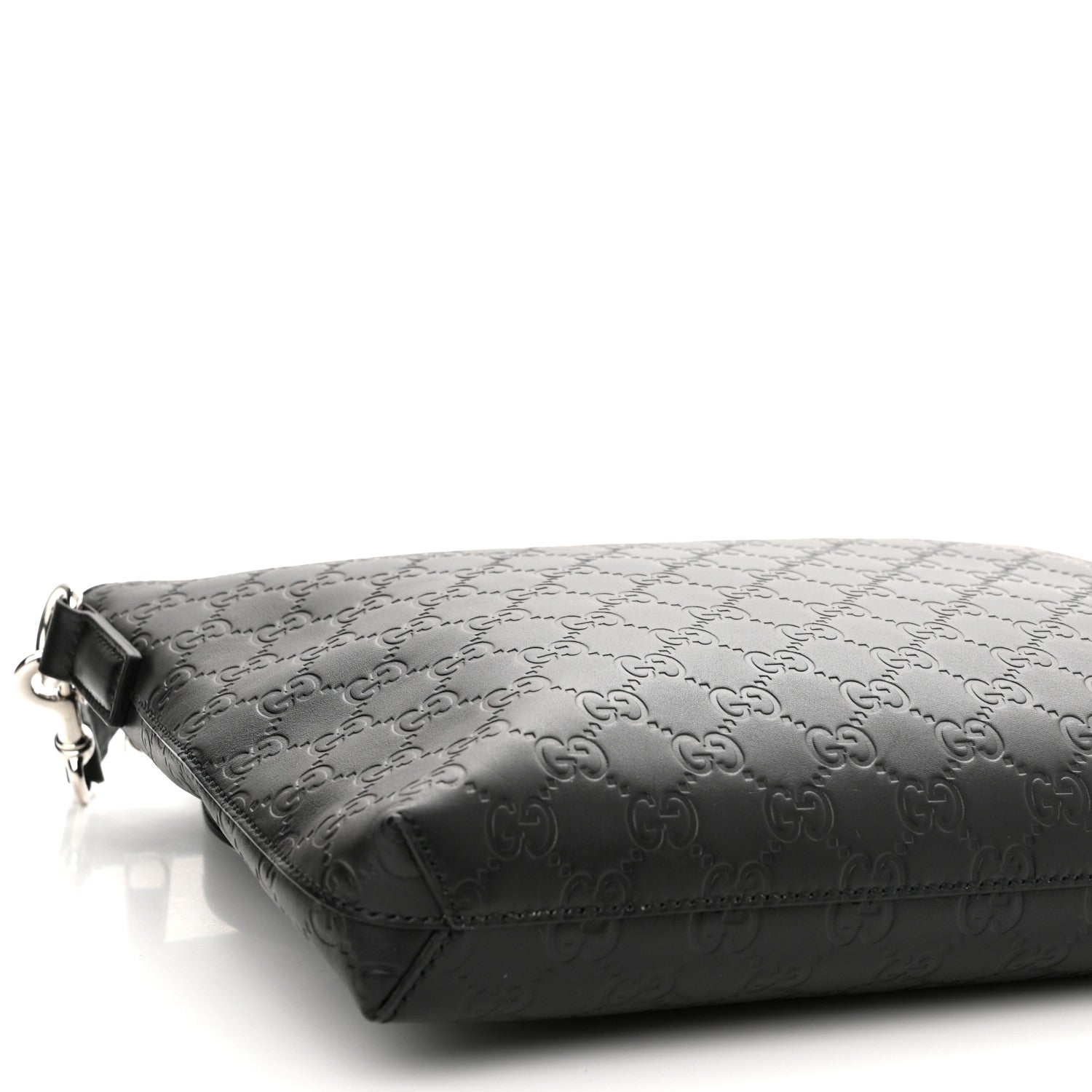 Gucci Guccissima Medium Flat Messenger Bag Black 9 of 9