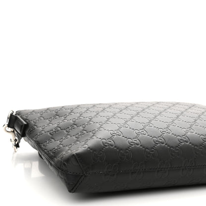Gucci Guccissima Medium Flat Messenger Bag Black 9 of 9