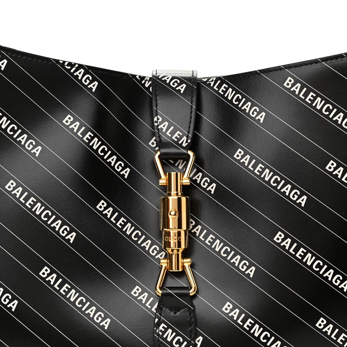 X BALENCIAGA Calfskin Logo Print Medium Jackie 1961 Hobo Black