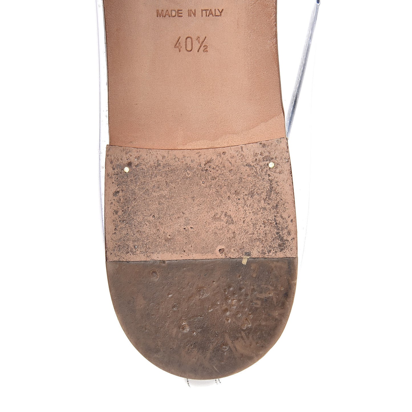 PVC Metallic Calfskin CC Cap Toe Ballet Flats 40.5 Silver