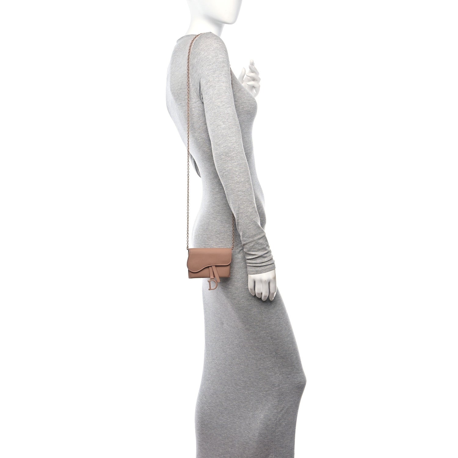 Christian Dior Ultra Matte Calfskin Nano Saddle Chain Pouch Rose Des Vents 2 of 13