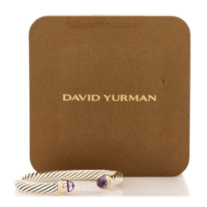 David Yurman Sterling Silver 14K Yellow Gold Amethyst 7mm Cable Classics Bracelet 4 of 4