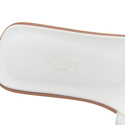 Hermes Box Calfskin Oran Sandals 37 White 6 of 16