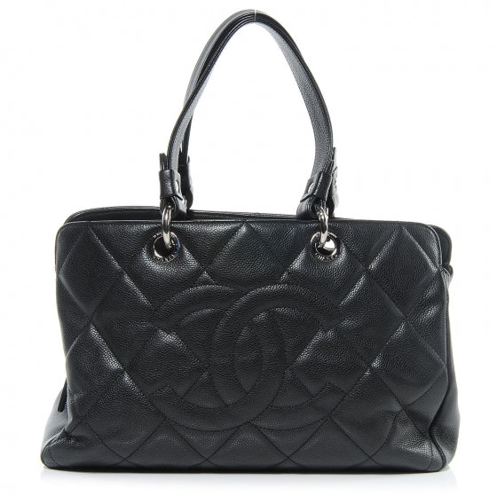 Soft Caviar Quilted CC Timeless Tote Black