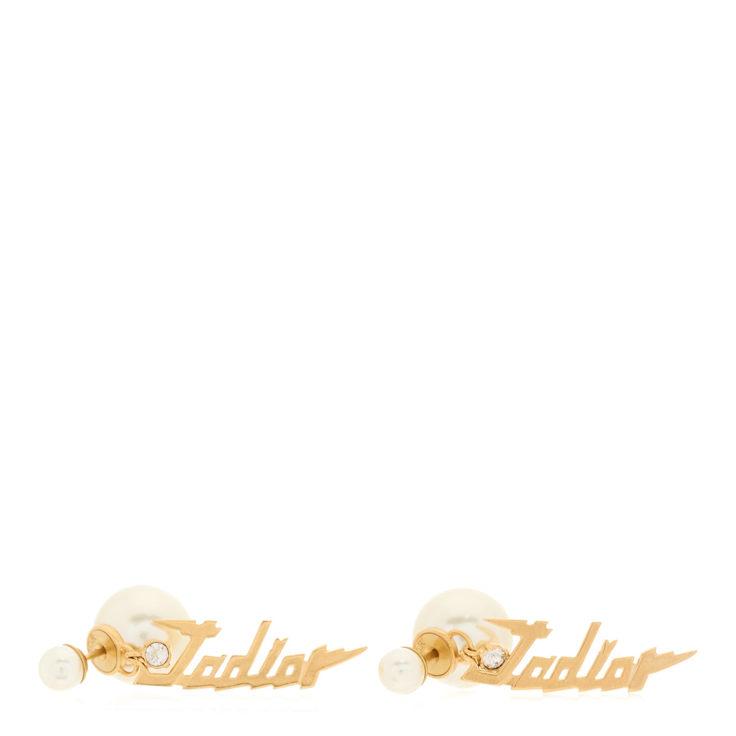 Christian Dior Pearl Crystal J'Adior Tribale Dangle Earrings Gold 1 of 3