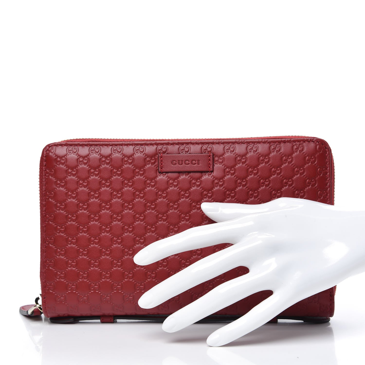 Gucci Microguccissima Zip Around Top Handle Travel Wallet Red 2 of 10