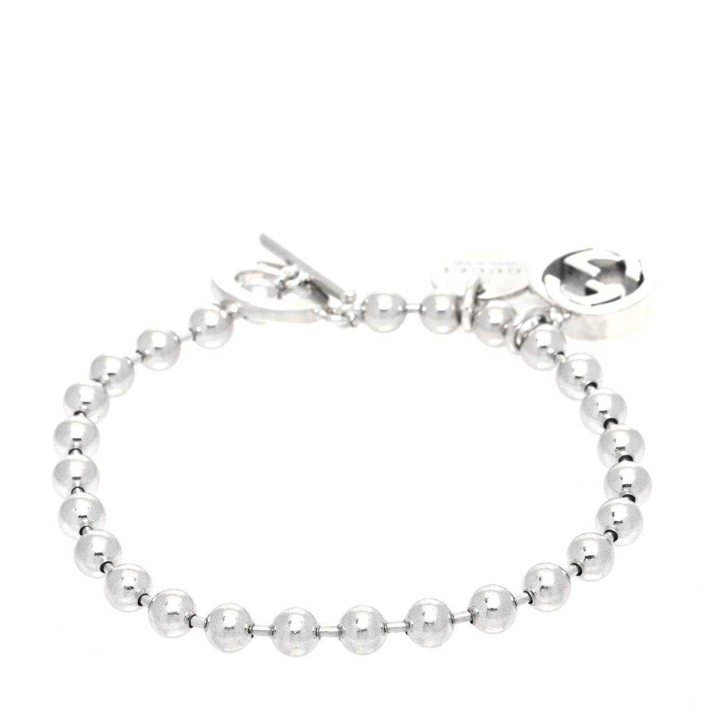 Sterling Silver Boule Bead Charm Toggle Bracelet