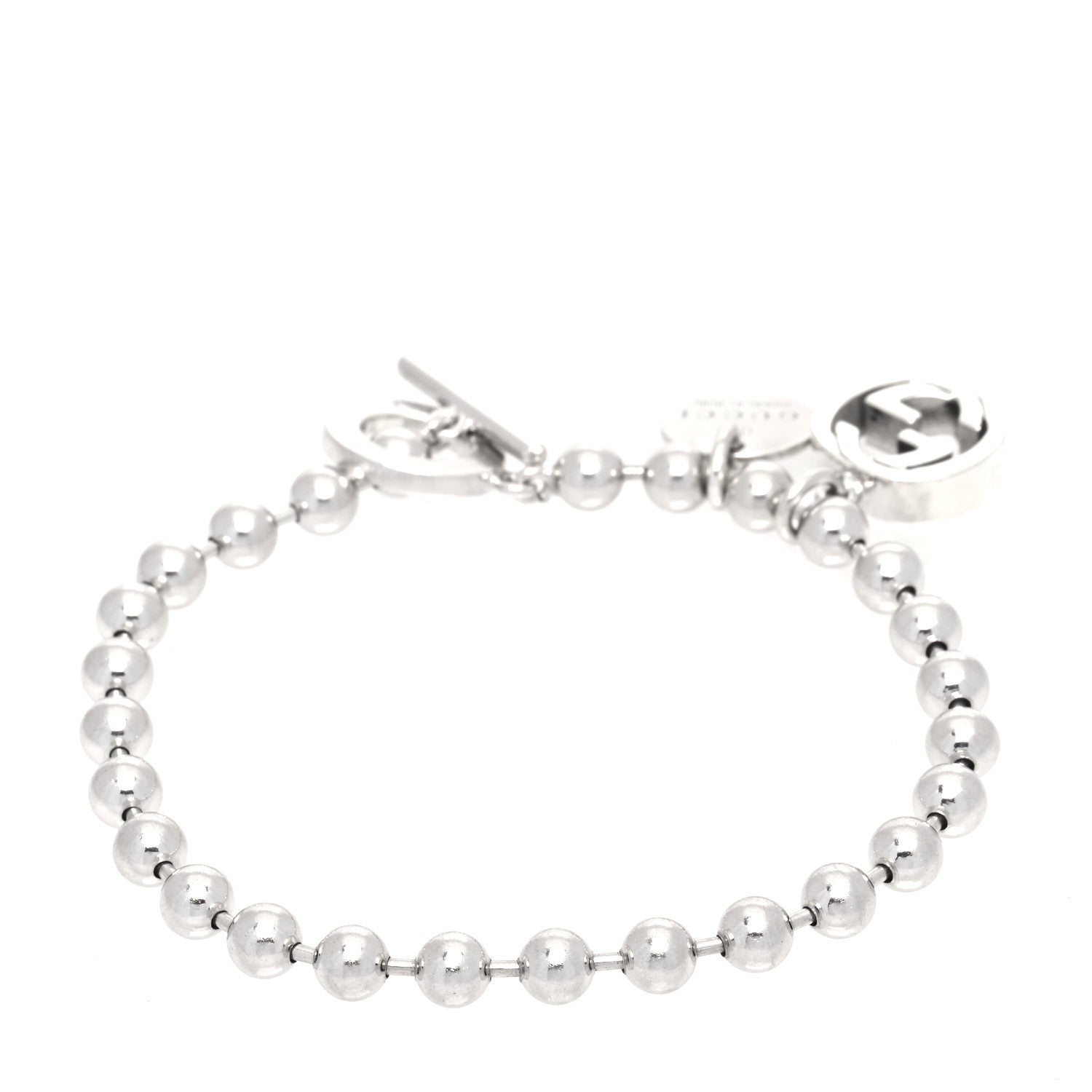 Gucci Sterling Silver Boule Bead Charm Toggle Bracelet 2 of 5