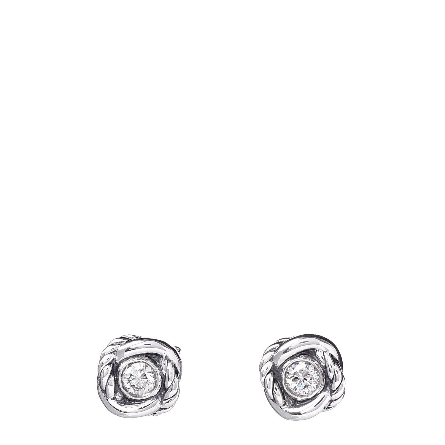 David Yurman Sterling Silver Diamond 7mm Infinity Stud Earrings 1 of 4