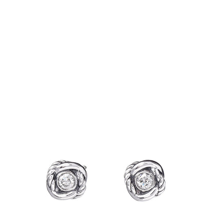 David Yurman Sterling Silver Diamond 7mm Infinity Stud Earrings 1 of 4