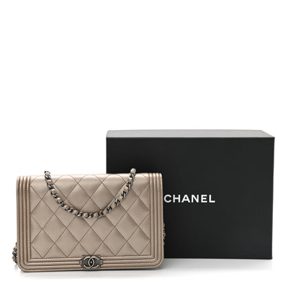 Chanel Metallic Caviar Quilted Boy Wallet On Chain WOC Light Gold 11 of 11