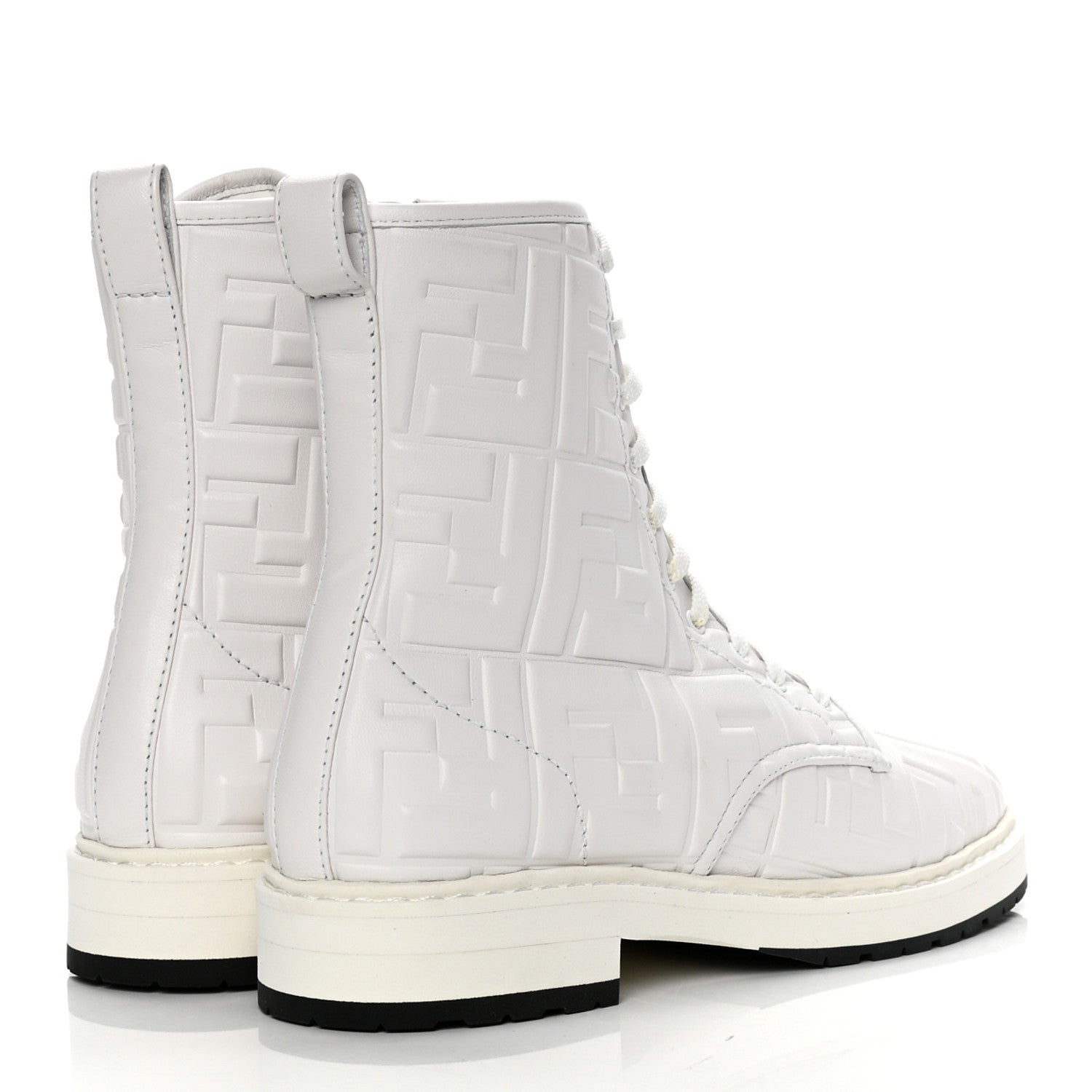 Fendi Nappa FF Embossed Womens Biker Boots 40 Snow 4 of 10