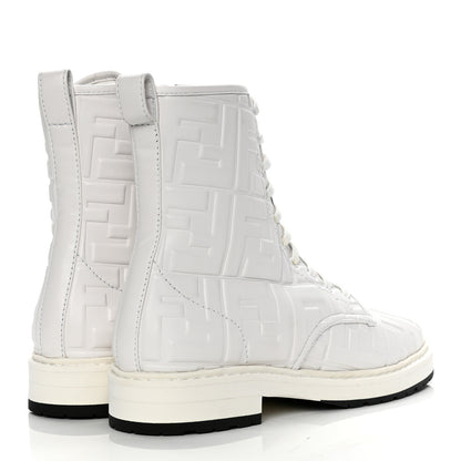 Fendi Nappa FF Embossed Womens Biker Boots 40 Snow 4 of 10