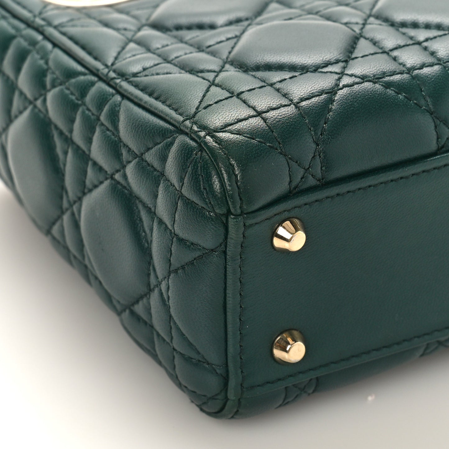 Lambskin Cannage Mini Lady Dior Dark Green