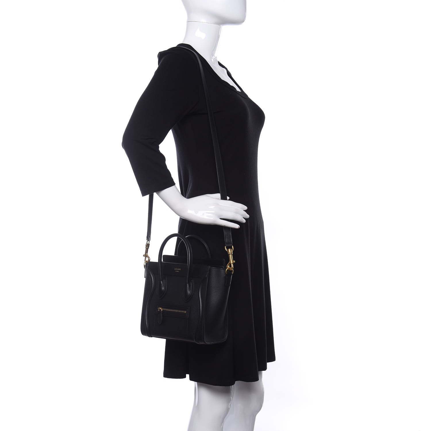 Celine Smooth Calfskin Nano Luggage Black 2 of 8
