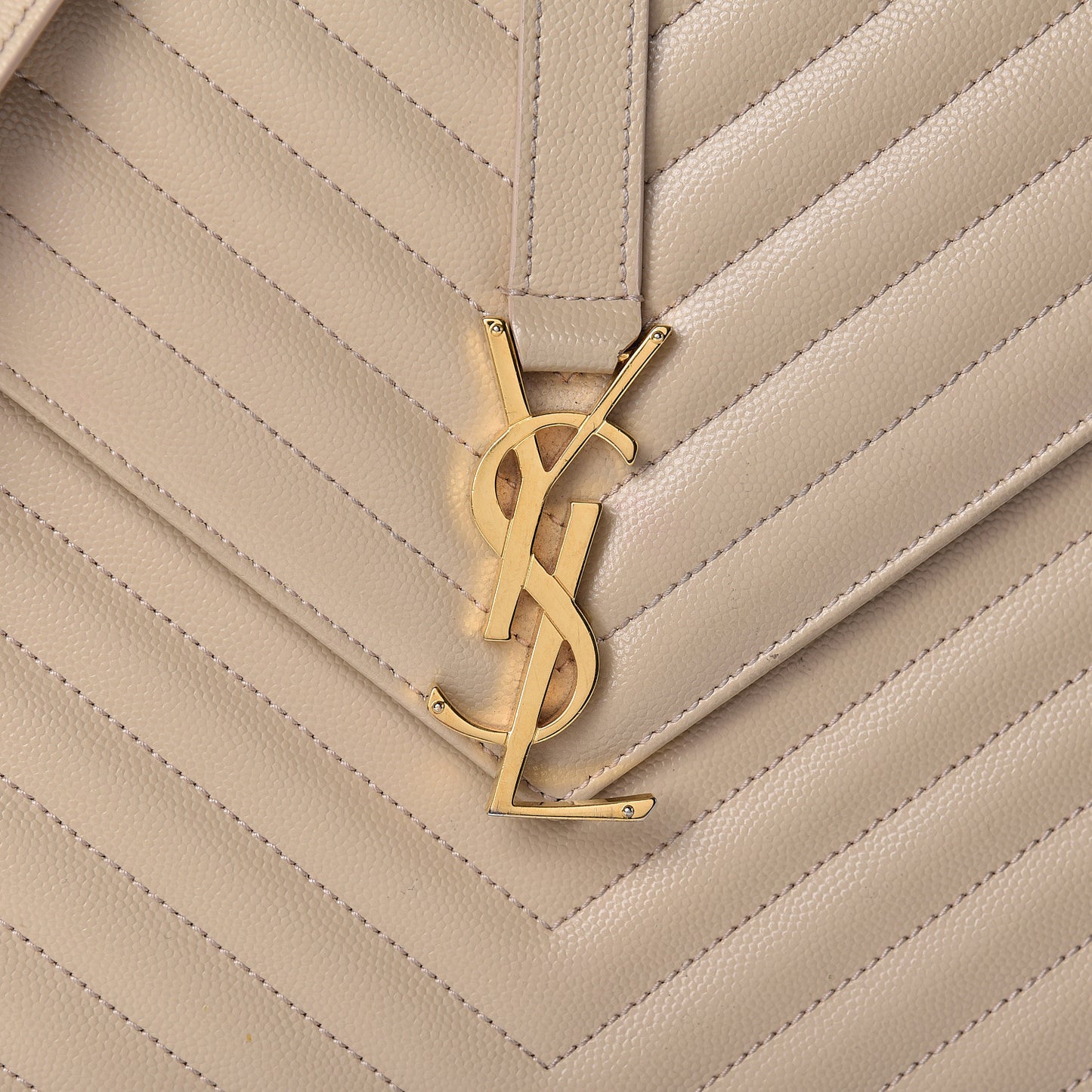 Grain De Poudre Matelasse Chevron Large Monogram Satchel Dark Beige