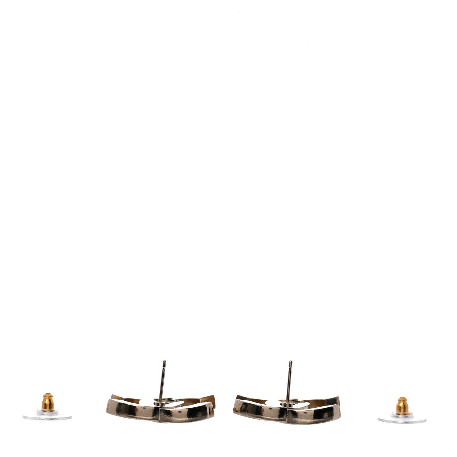 Chanel Crystal CC Large Stud Earrings Gold 3 of 4