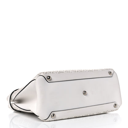 Burberry Calfskin Perforated Medium Banner Tote Chalk White 4 of 12