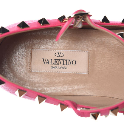 Valentino Garavani Pebbled Calfskin Rockstud Cage Ballerina Flats 37.5 Peony 9 of 11