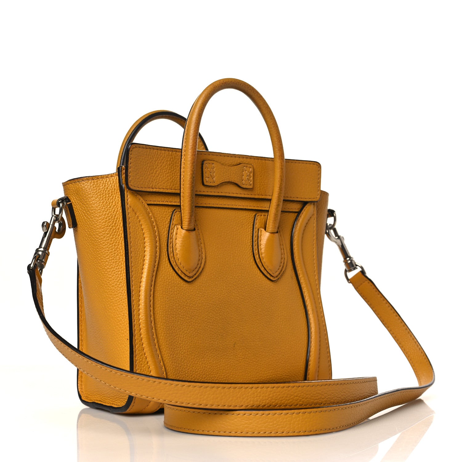 Celine Drummed Calfskin Nano Luggage Ocre 2 of 17