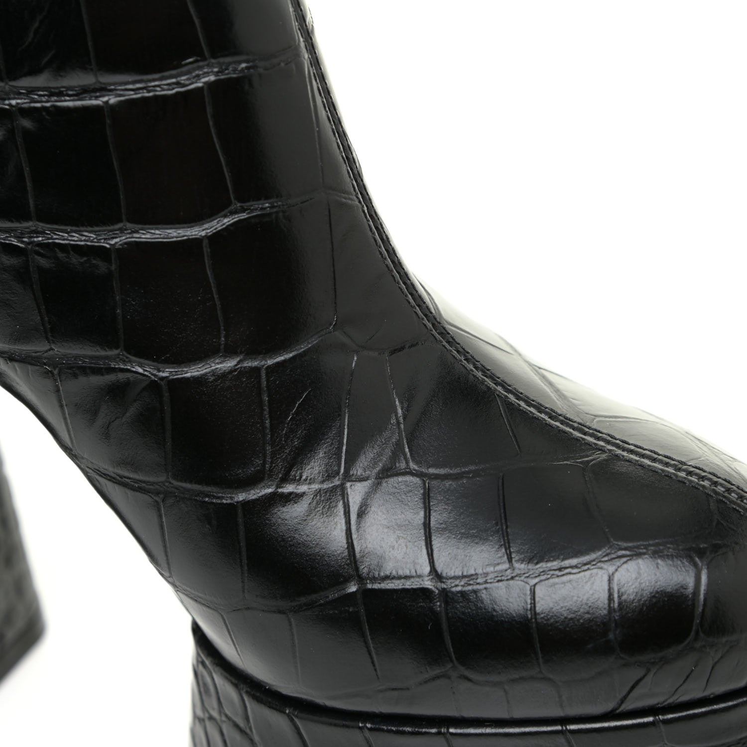 Christian Louboutin Calfskin Crocodile Embossed Izamayeah 130 Platform Boots 37 Black 13 of 13