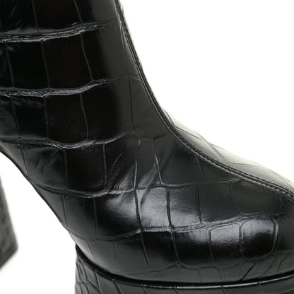 Christian Louboutin Calfskin Crocodile Embossed Izamayeah 130 Platform Boots 37 Black 13 of 13