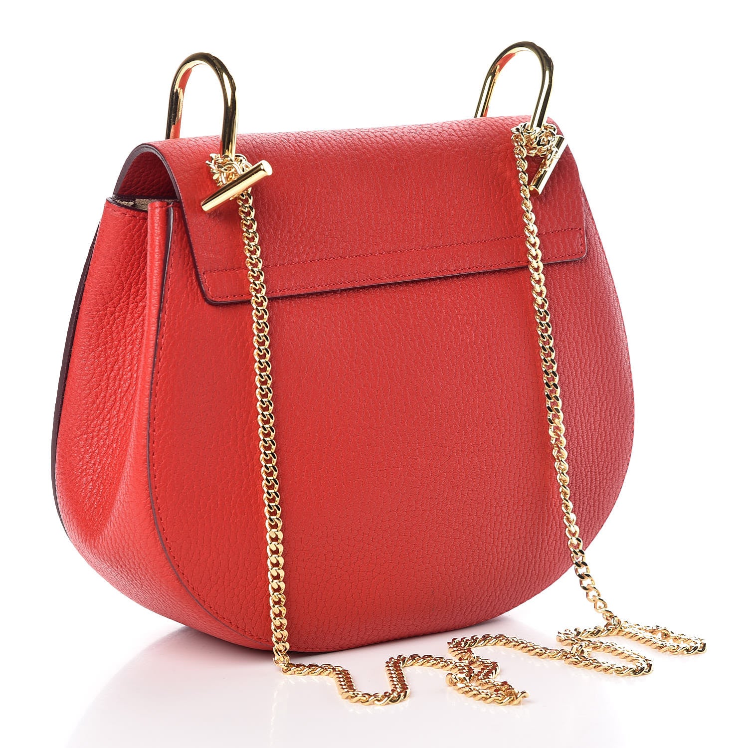 Chloe Grained Lambskin Drew Shoulder Bag Plaid Red 3 of 8