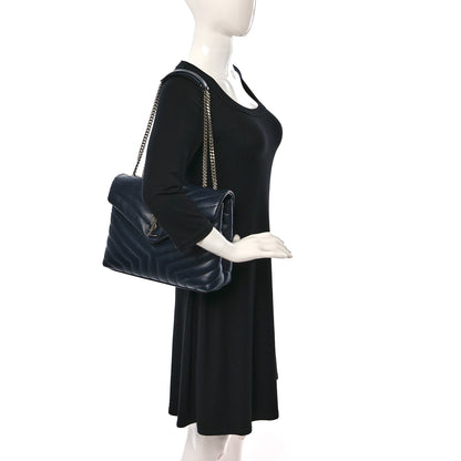 Saint Laurent Calfskin Y Quilted Monogram Medium Loulou Chain Satchel Medium Blue 2 of 20