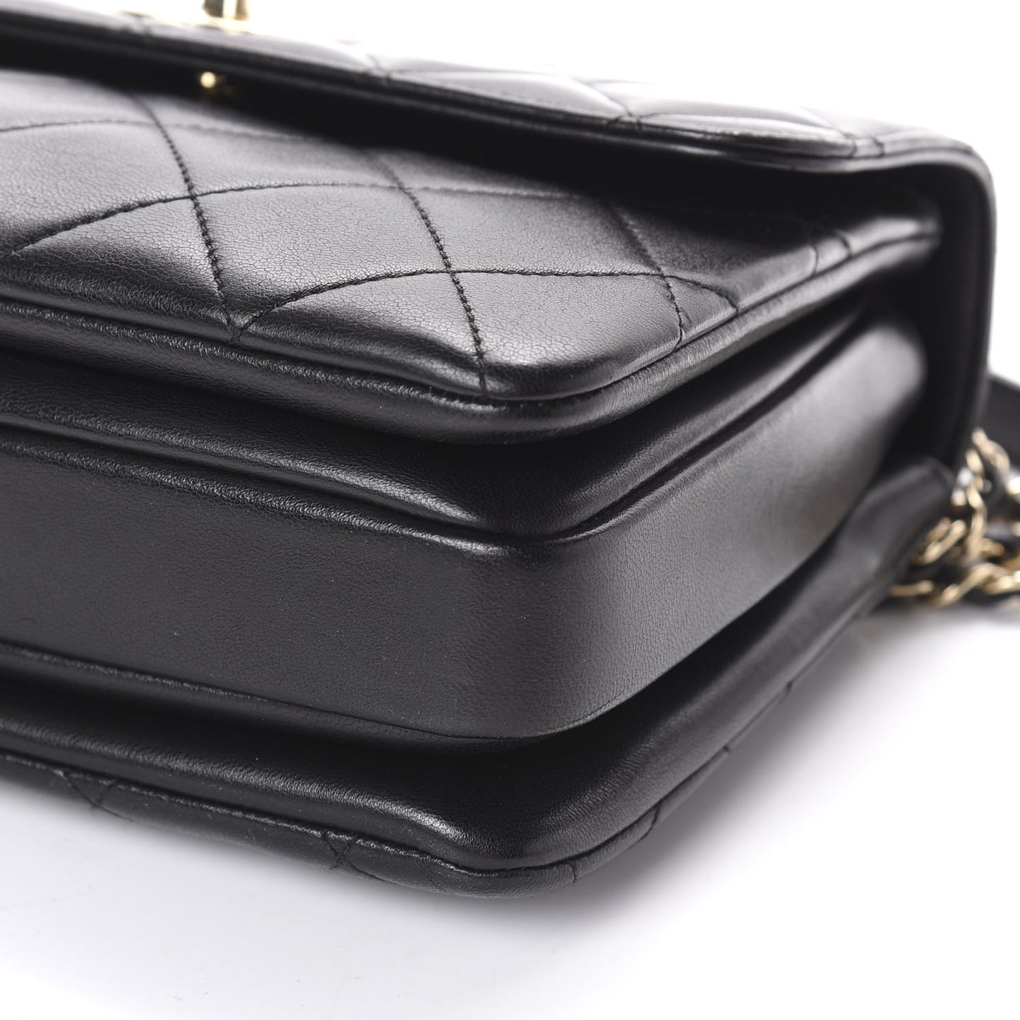 Lambskin Quilted Small Trendy CC Dual Handle Flap Bag Black