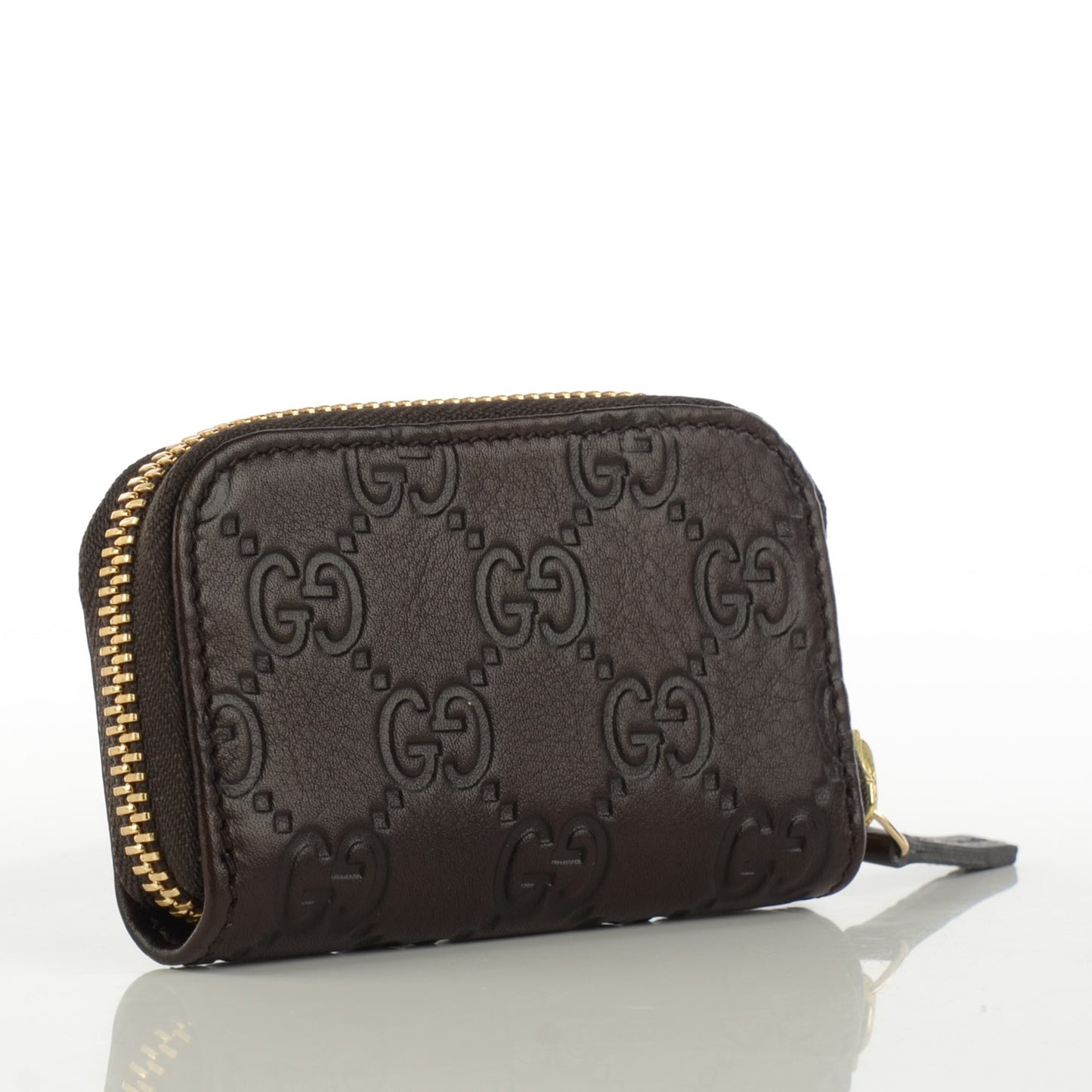 Guccissima Zip Around Coin Purse Wallet Dark Brown