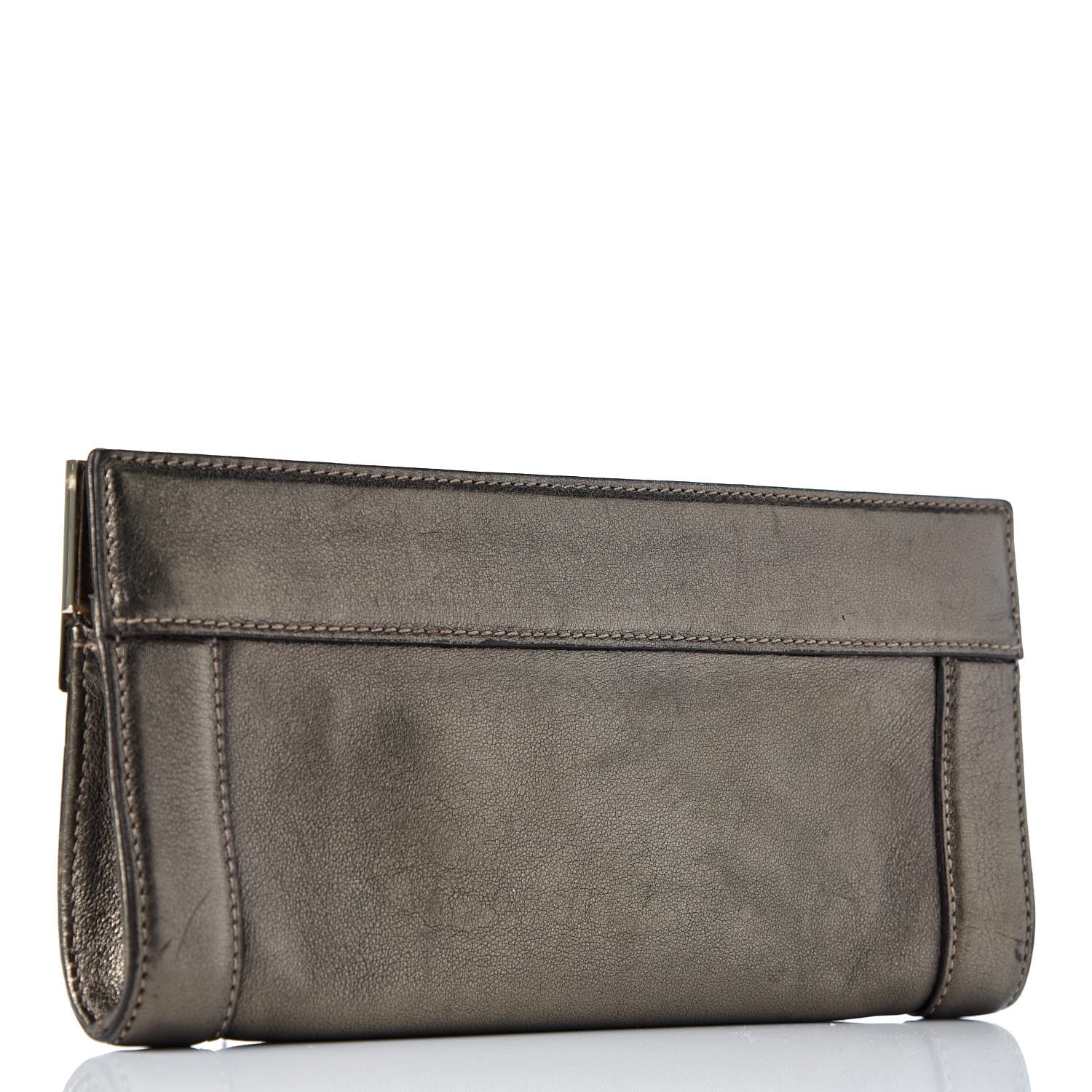 Gucci Metallic Calfskin Britt Clutch Pewter 3 of 12