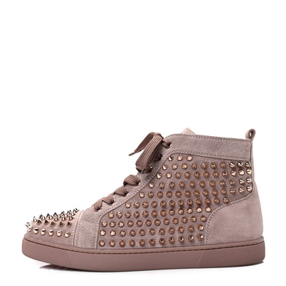 Christian Louboutin Veau Velours Womens Louis Spikes Flat Sneakers 40 Antic Pink Bronze 1 of 7
