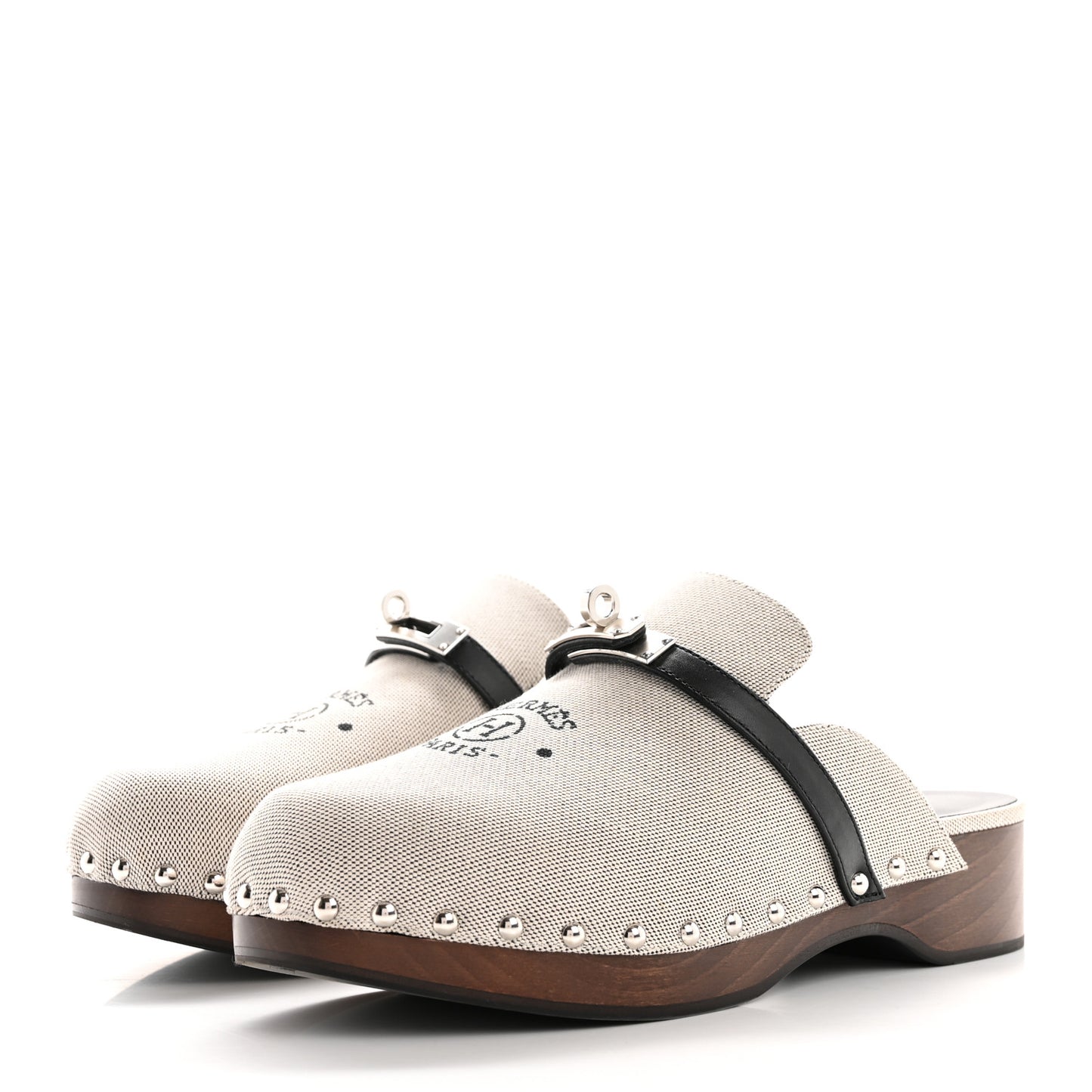 H Canvas Calfskin Carlotta Mules 39 Prunoir Black