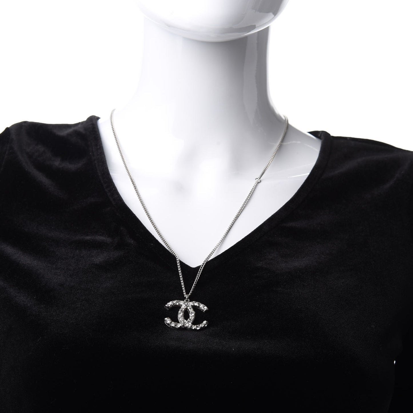 Crystal Large CC Necklace Silver
