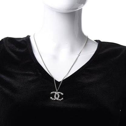 Chanel Crystal Large CC Necklace Silver 2 of 4