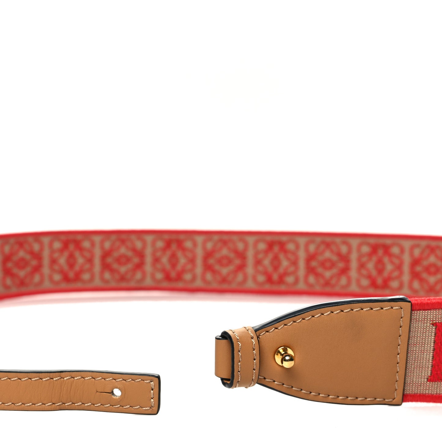 Calfskin Jacquard Anagram Strap Natural Red