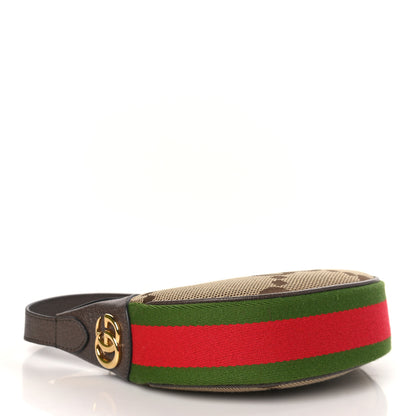 Gucci Monogram Jumbo GG Textured Dollar Calfskin Web Mini Ophidia Half Moon Hobo Camel Ebony New Acero 6 of 9