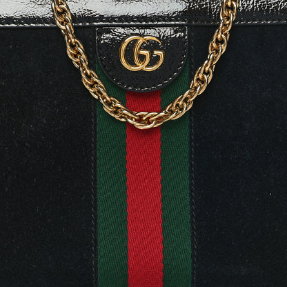 Gucci Suede Patent GG Web Small Ophidia Chain Shoulder Bag Black 9 of 12