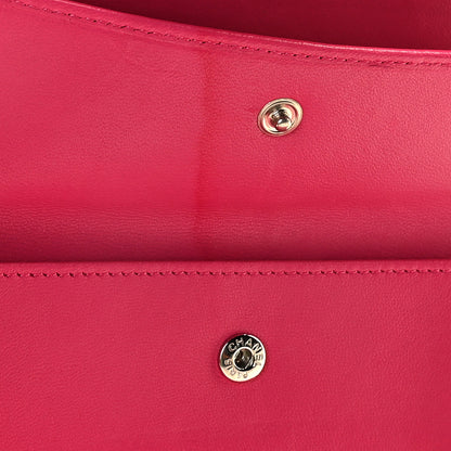 Chanel Lambskin Quilted Large Gusset Flap Wallet Fuchsia 11 of 14