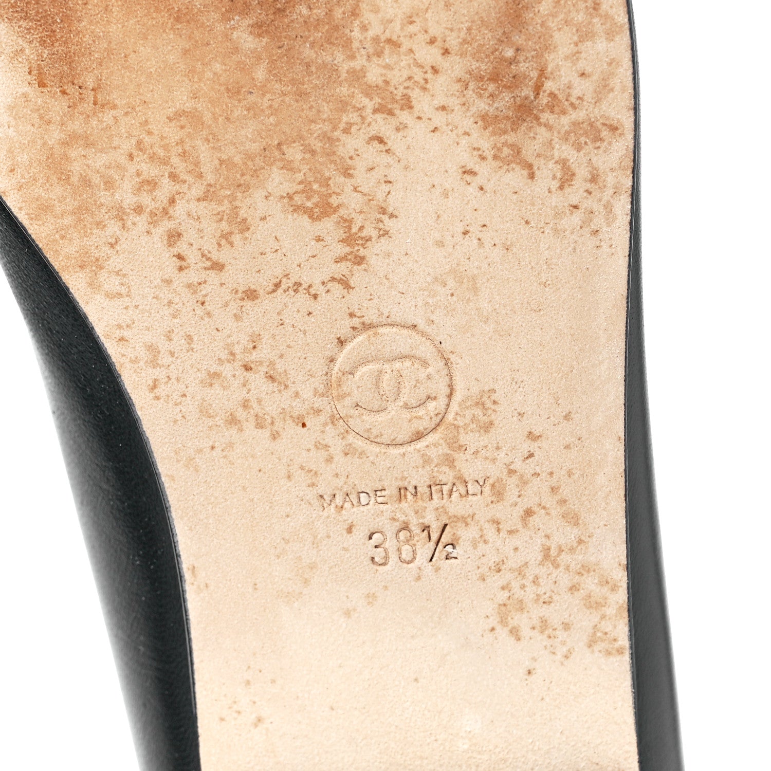 Chanel Lambskin Patent Cap Toe Pearl CC Ballerina Flats 38.5 Black 6 of 9