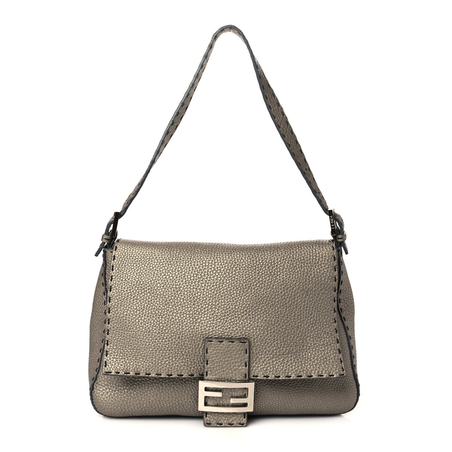 Fendi Calfskin Romano Selleria Mama Baguette Peltro 1 of 4