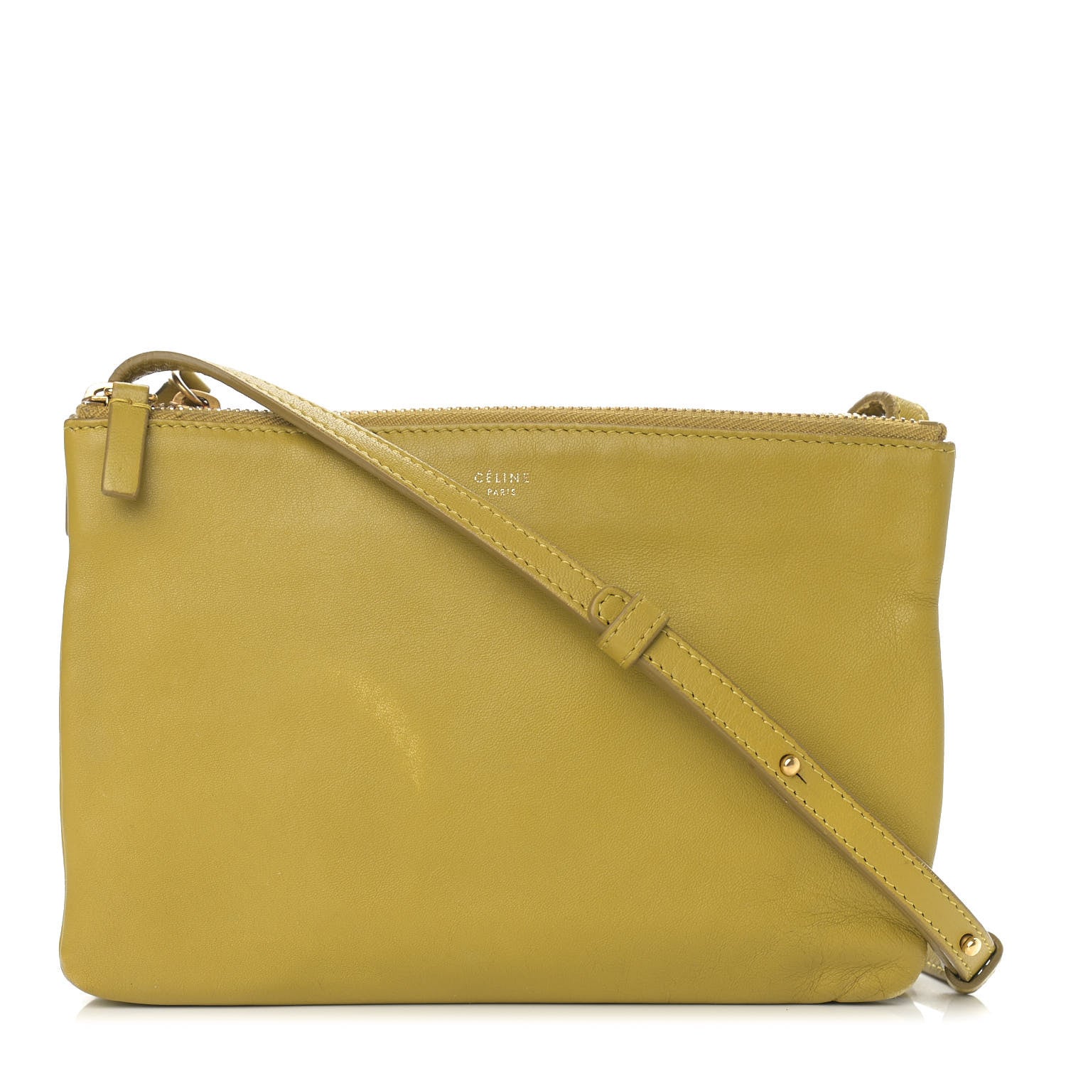 Celine Lambskin Small Trio Crossbody Bag Citron 1 of 19