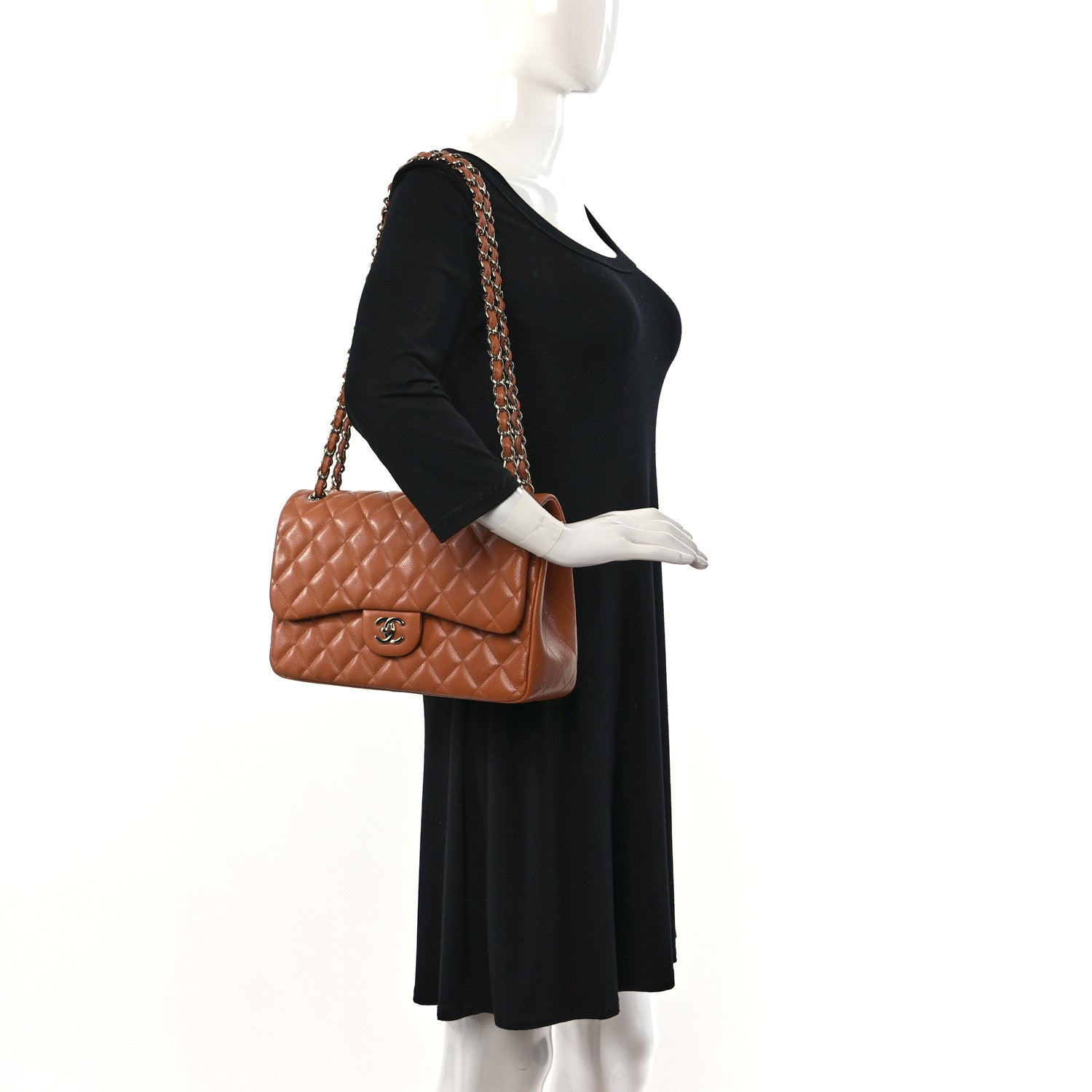 Chanel Caviar Quilted Jumbo Double Flap Light Brown 2 of 11