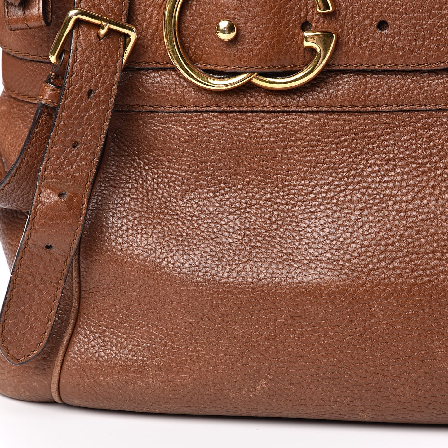 Pebbled Calfskin Ride Medium Top Handle Bag Brown