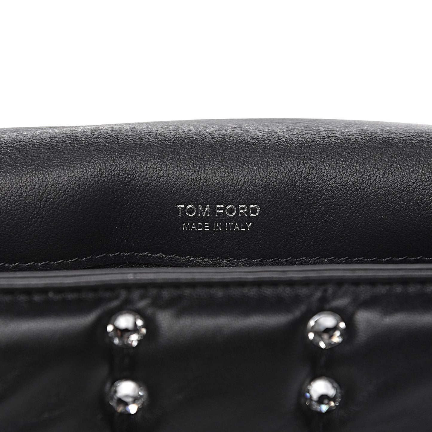 Lambskin Quilted Crystal Small Natalia Chain Bag Black