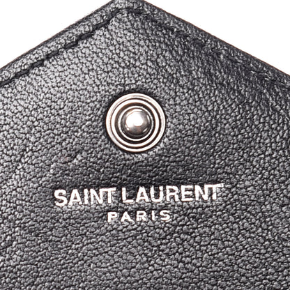 Saint Laurent Sheepskin Tri-Quilt Monogram Envelope Chain Wallet Black 6 of 11
