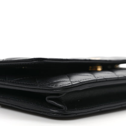 Chanel Lambskin Quilted Enamel Wallet On Chain WOC Black 8 of 10