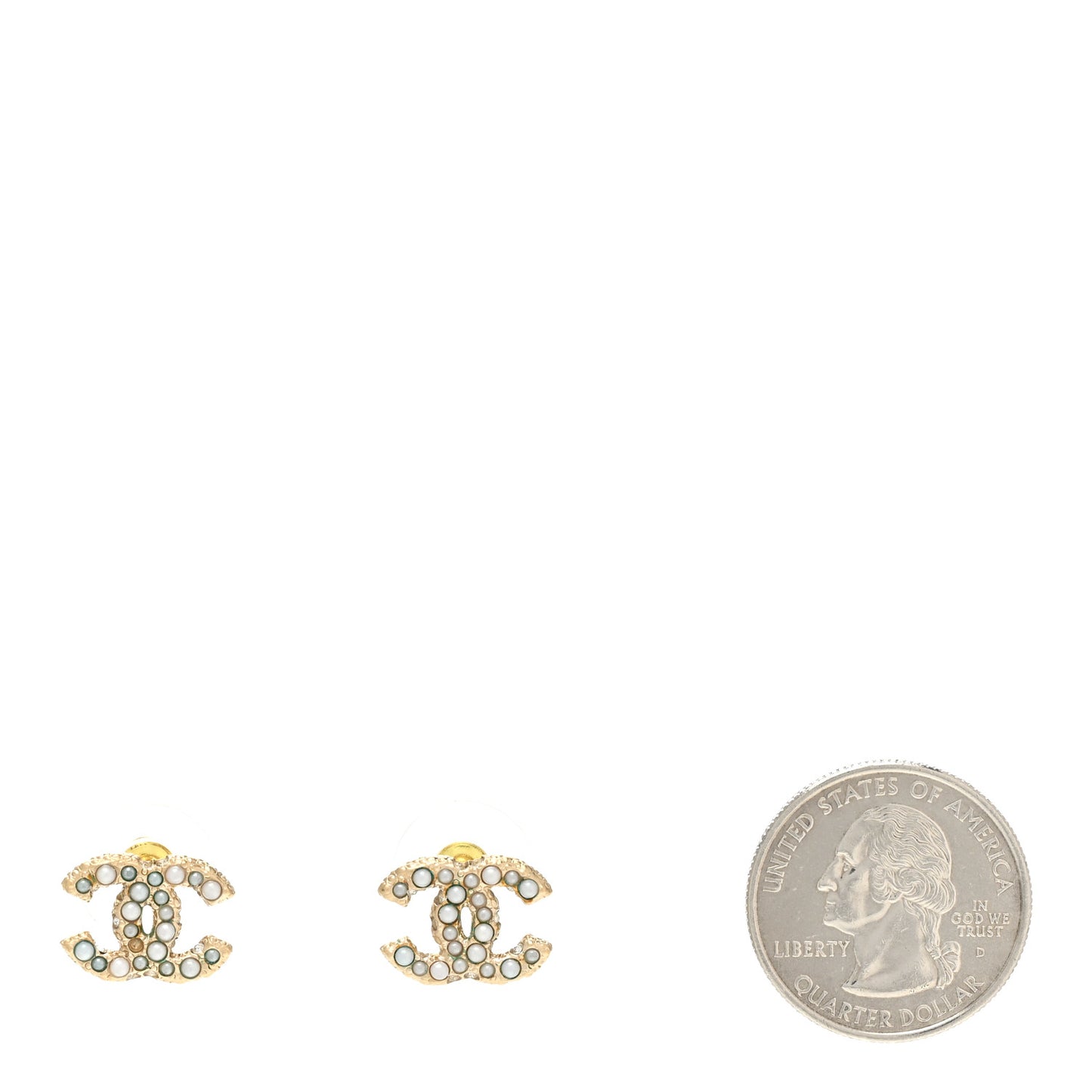 Metal Graduated Pearl Crystal CC Earrings Light Gold